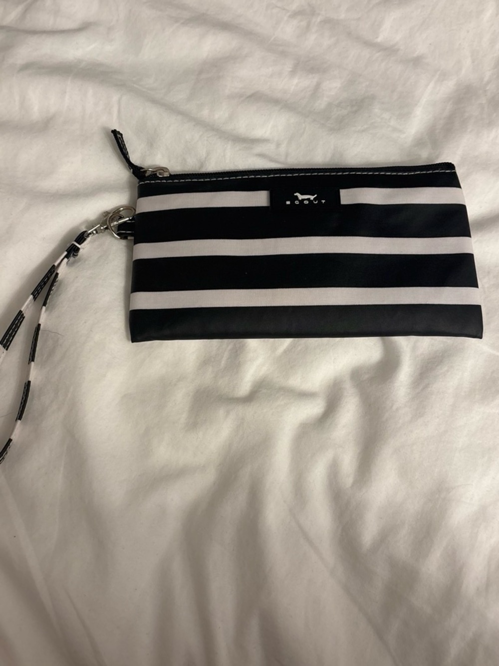 Scout Black and White Striped Zip Pouch